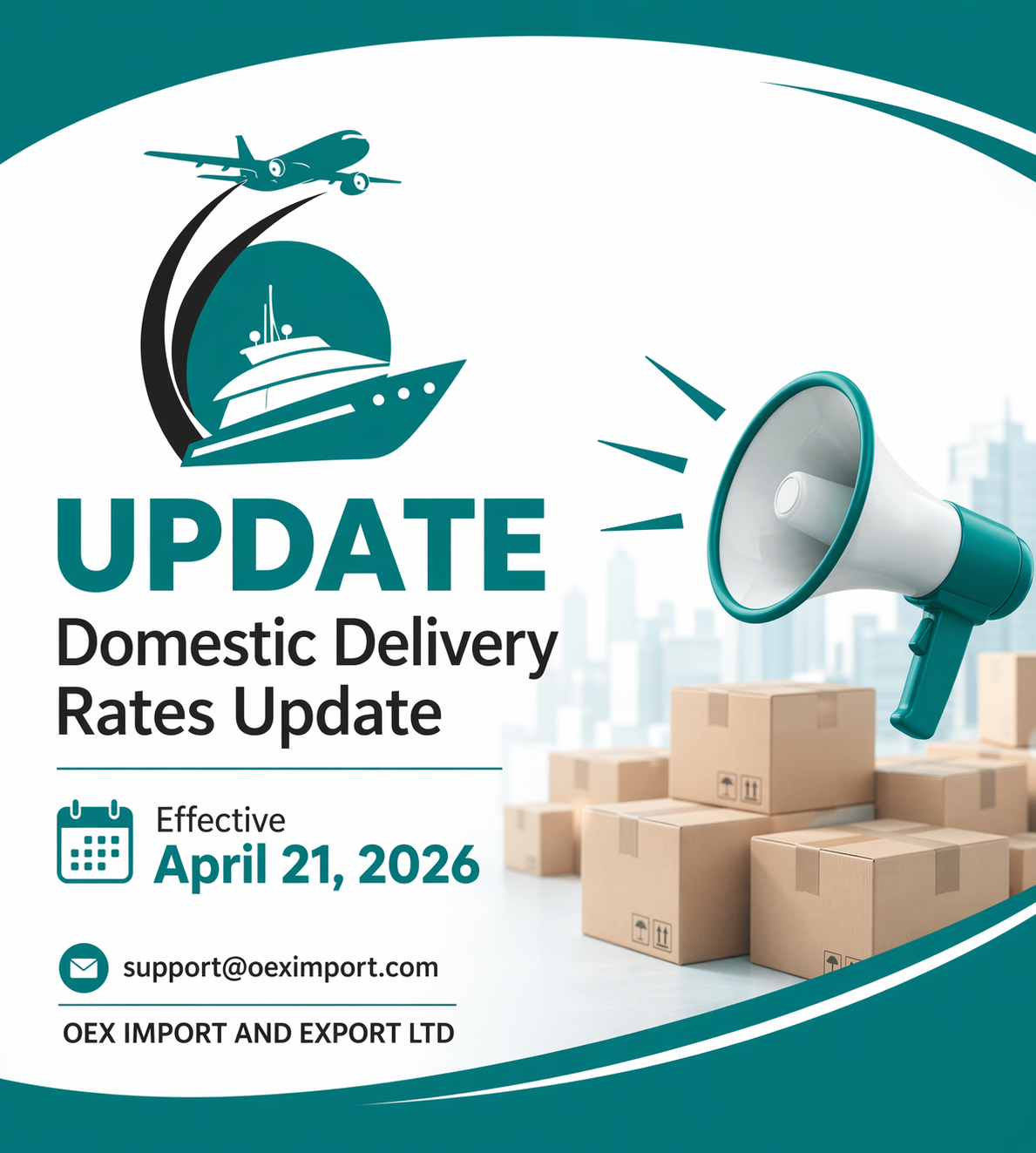 Notice of Domestic Delivery Rate Update Effective